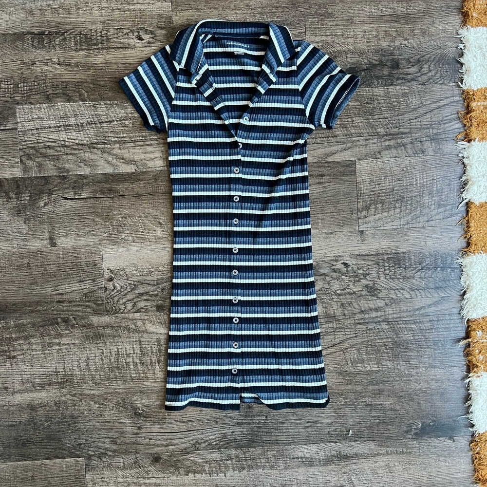 American Eagle Outfitters Blue Striped Polo Dress